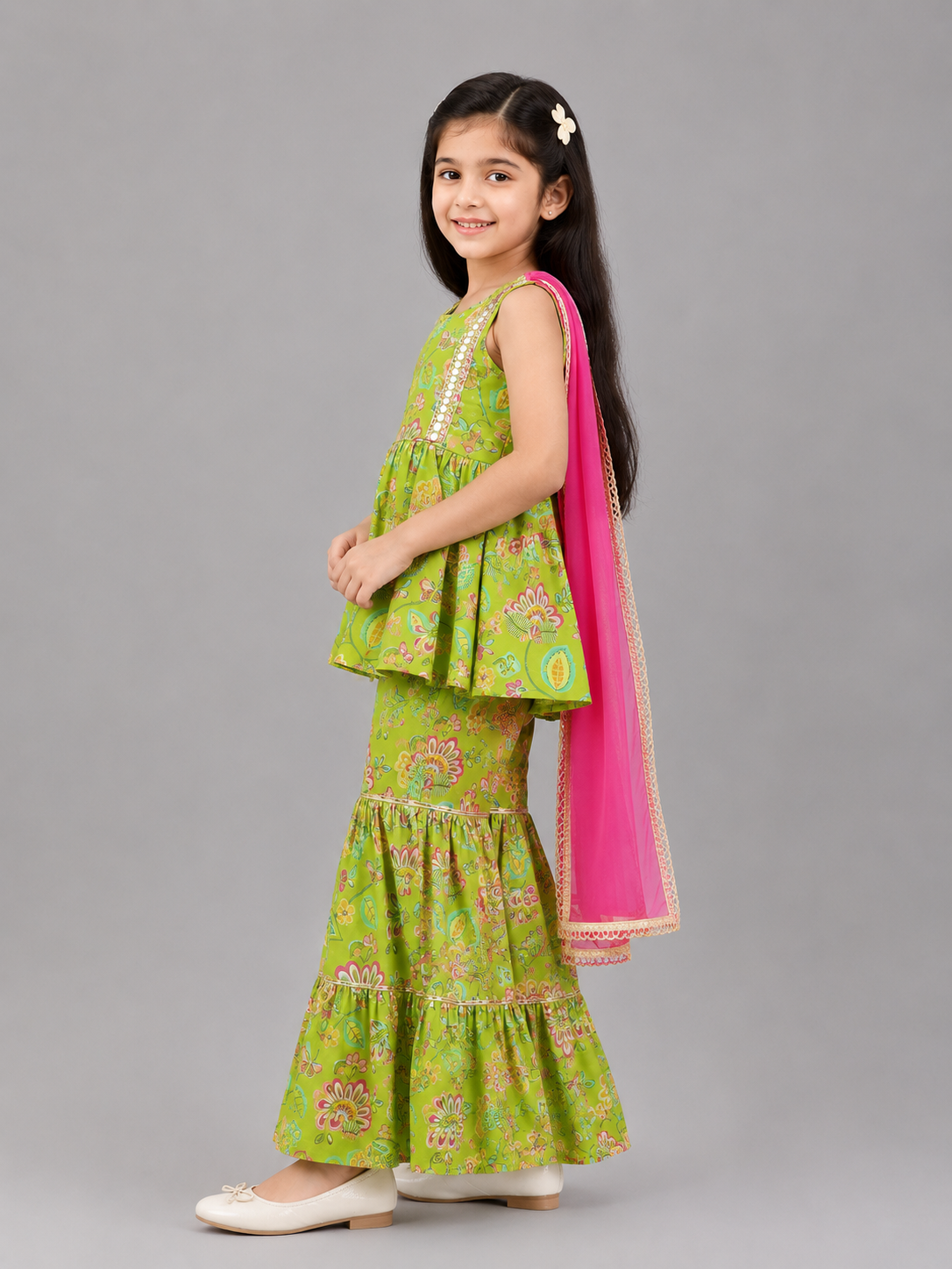 Girls Floral Peplum Sharara Set for Kids