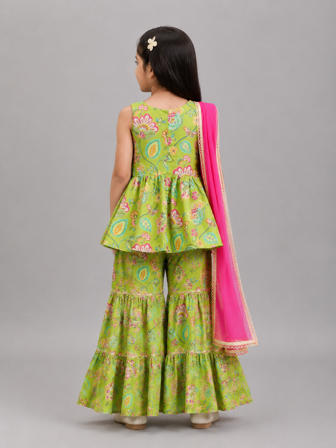Girls Floral Peplum Sharara Set for Kids