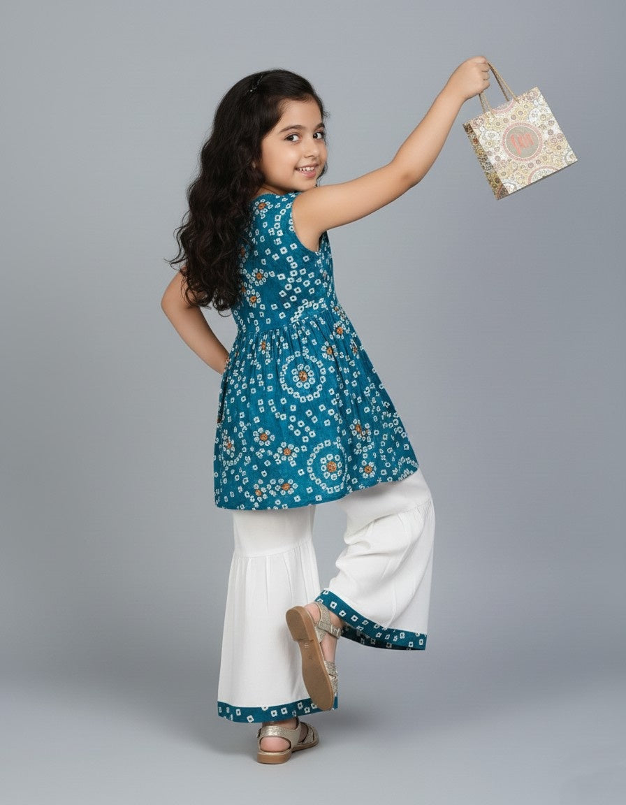 Girls Bandhani Kurti Palazzo Set for Kids