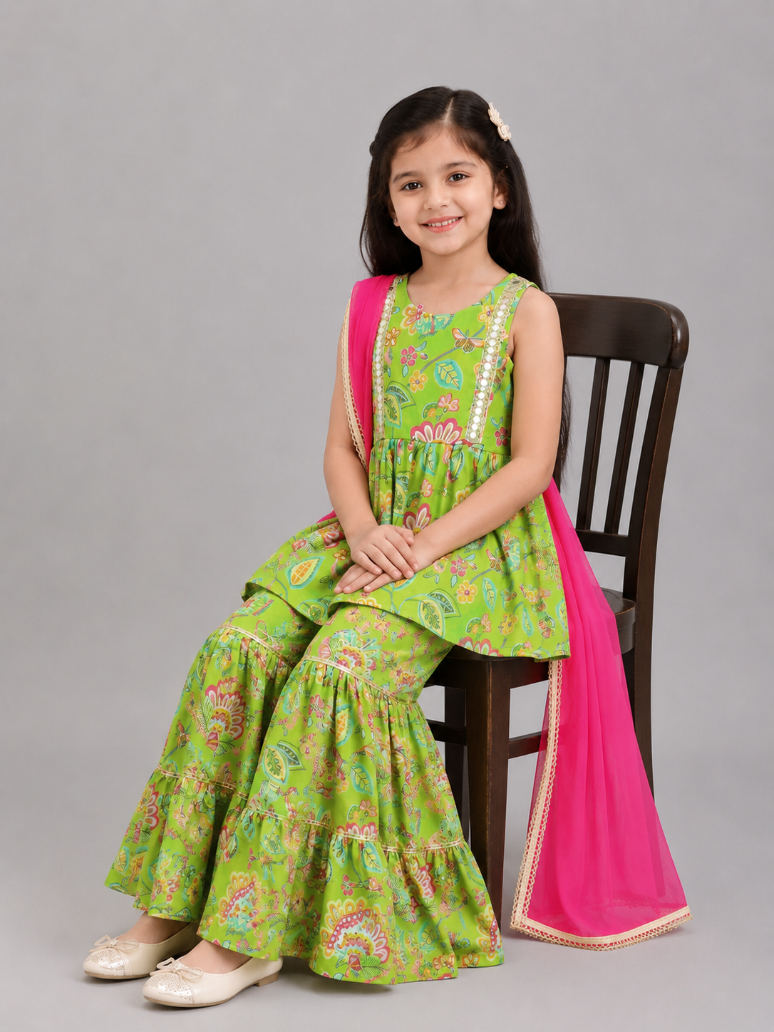 Girls Floral Peplum Sharara Set for Kids