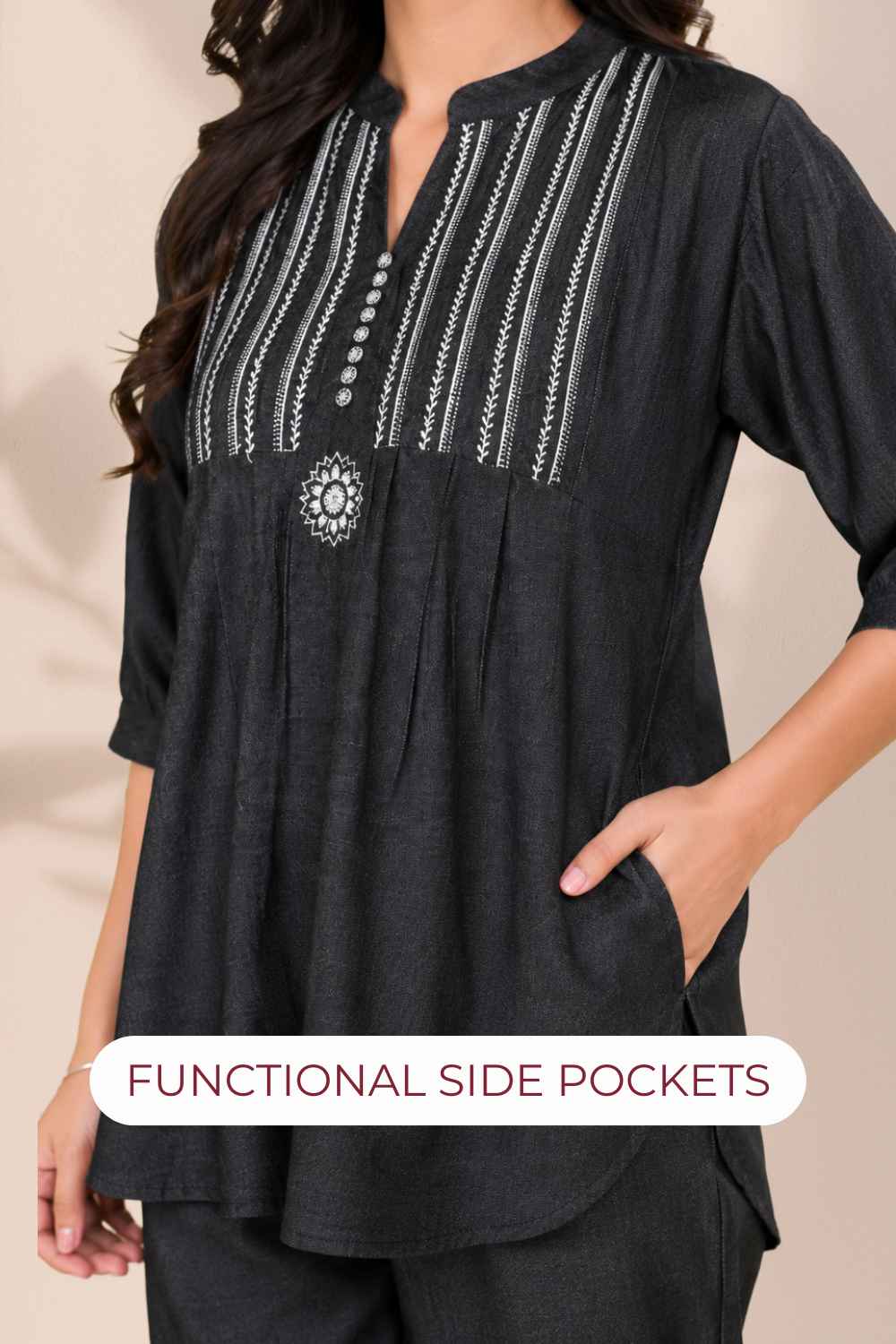 Embroidered Denim Co-Ord Set – Palazzo Pants | Festive Casual Wear
