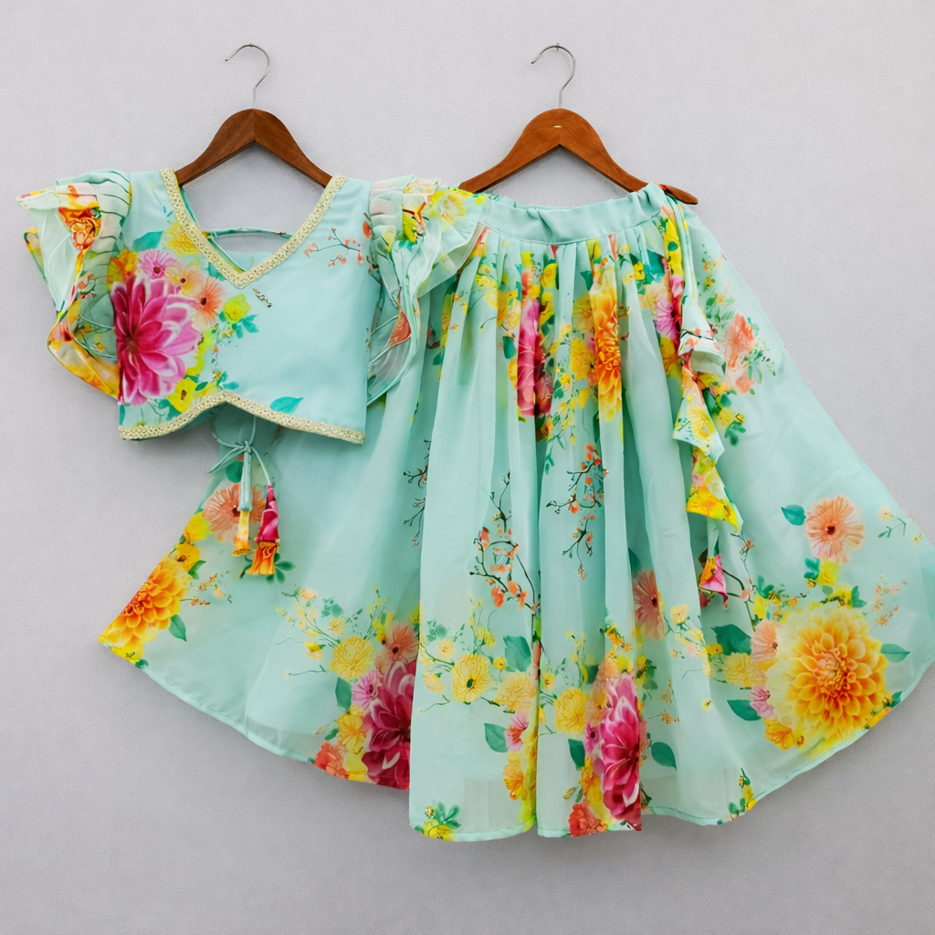 Girls Floral Lehenga Choli for Kids