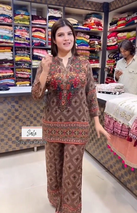 Brown Ethnic Printed Co - Ord Set - Chhorii Fashion