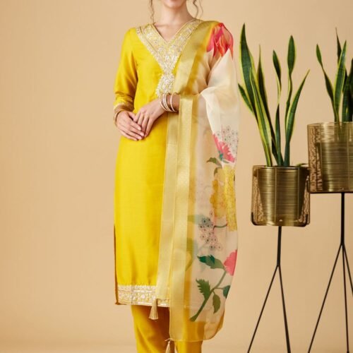 Aadhya Embroidered Chinon Viscose Kurta Set