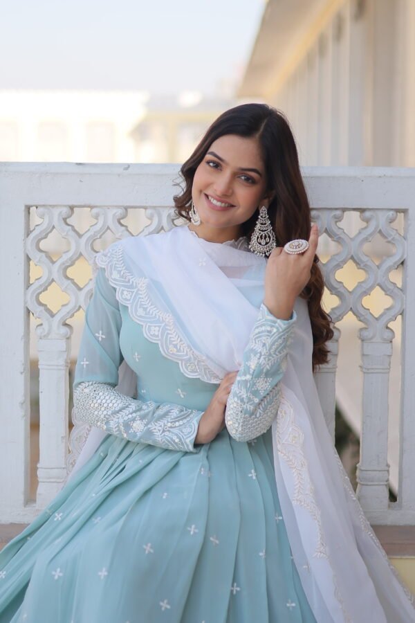 Ruchi Embroidered Gown Set - Image 4