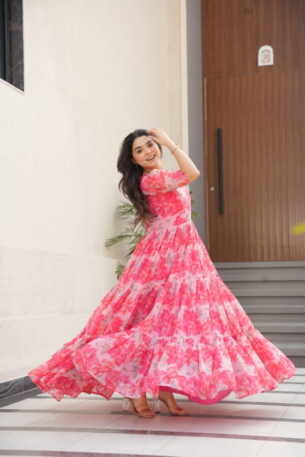 Printed Faux Georgette Gown for Women