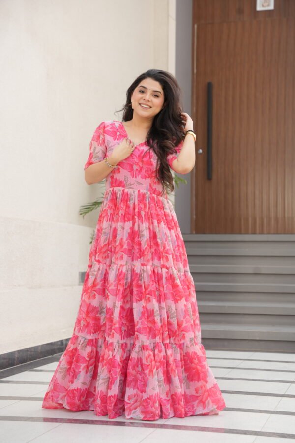 Printed Faux Georgette Gown for Women
