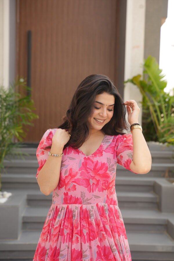 Printed Faux Georgette Gown for Women