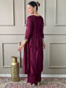 Wine Vichitra Silk Kurta Set