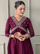 Wine Vichitra Silk Kurta Set