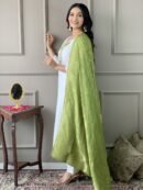 Off White Viscose Blend Kurta Set