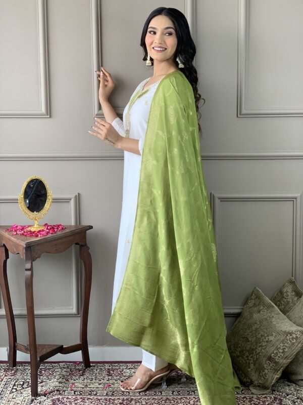 Off White Viscose Blend Kurta Set