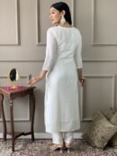 Off White Viscose Blend Kurta Set