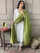 Off White Viscose Blend Kurta Set