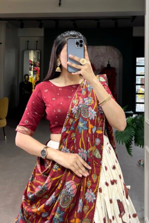 Tussar Silk Kalamkari Lehenga Choli