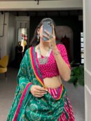 Leheriya Tussar Silk Lehenga Choli with Bandhej Dupatta