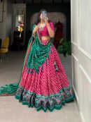 Leheriya Tussar Silk Lehenga Choli with Bandhej Dupatta