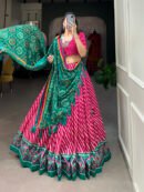 Leheriya Tussar Silk Lehenga Choli with Bandhej Dupatta