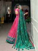 Leheriya Tussar Silk Lehenga Choli with Bandhej Dupatta
