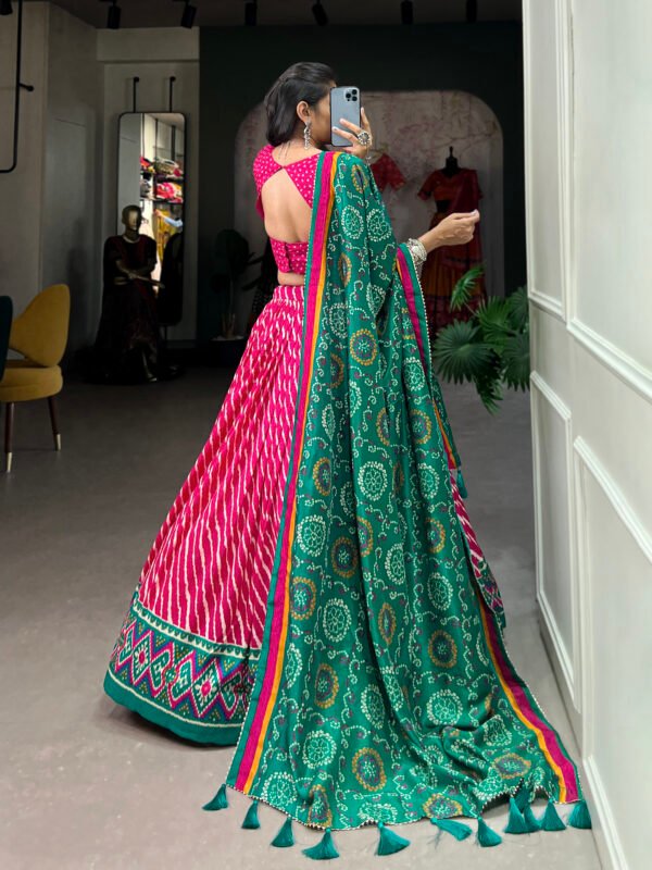 Leheriya Tussar Silk Lehenga Choli with Bandhej Dupatta