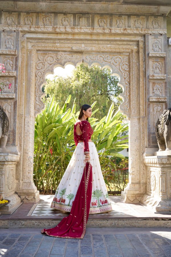 White Georgette Embroidered Lehenga