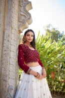 White Georgette Embroidered Lehenga