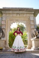 White Georgette Embroidered Lehenga