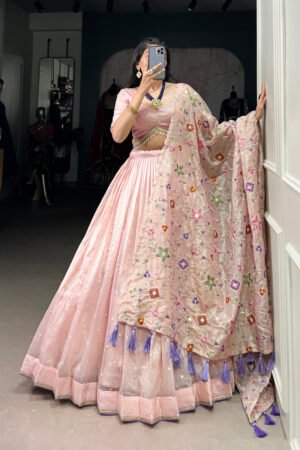 Pink Gold Crush Embroidered Lehenga Choli