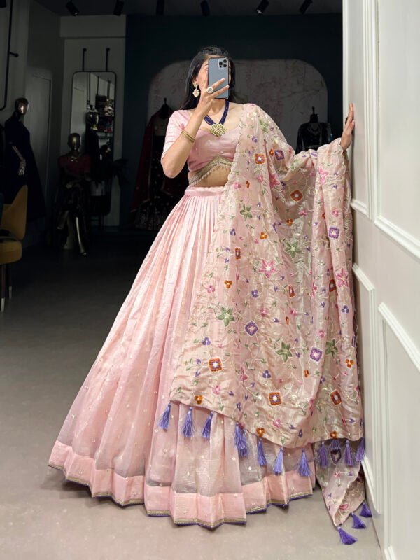 Pink Gold Crush Embroidered Lehenga Choli
