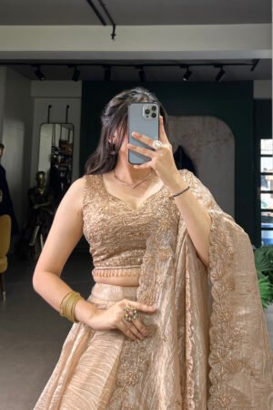 Gold Crush Lehenga Set for Wedding