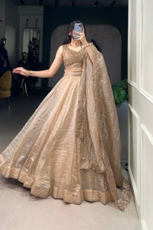 Gold Crush Lehenga Set for Wedding