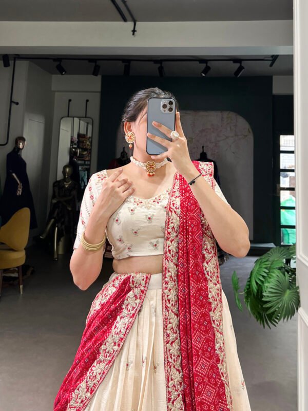 Vichitra Silk Lehenga with Badhej Dupatta