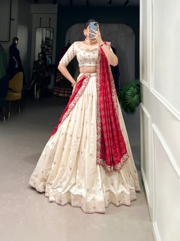 Vichitra Silk Lehenga with Badhej Dupatta