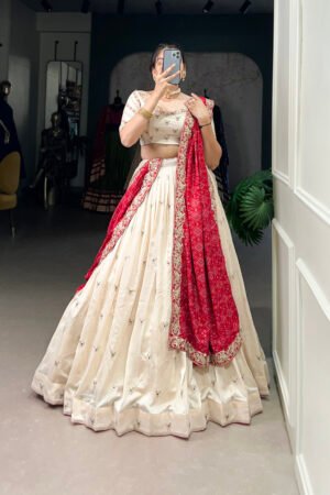 Vichitra Silk Lehenga with Badhej Dupatta