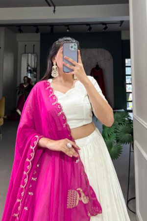 White Lucknowi Lehenga Choli
