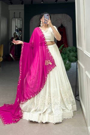 White Lucknowi Lehenga Choli
