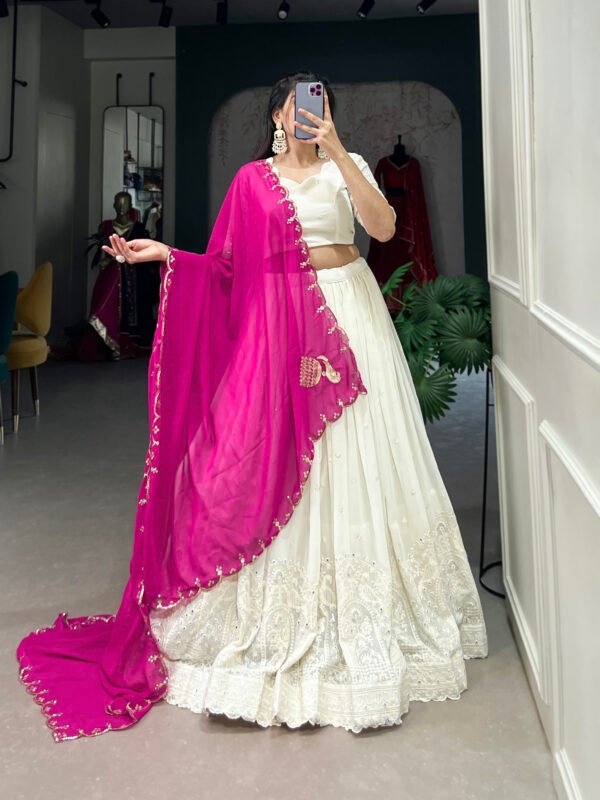 White Lucknowi Lehenga Choli