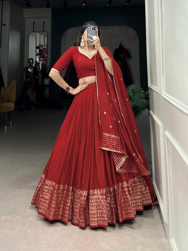 Pure Chanderi Lehenga with Zari Work Border