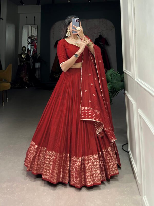 Pure Chanderi Lehenga with Zari Work Border