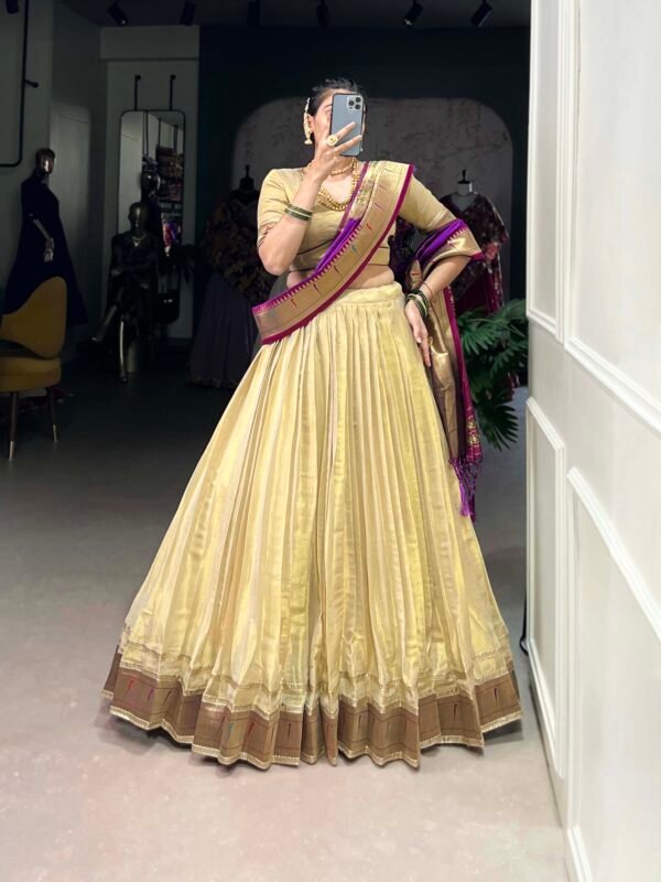 Paithani Style Cream Lehenga Choli
