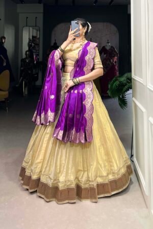 Paithani Style Cream Lehenga Choli