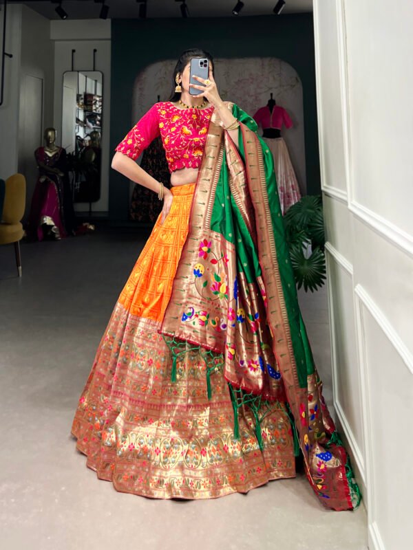 Paithani Lehenga Choli with Zari Weaving