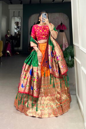 Paithani Lehenga Choli with Zari Weaving