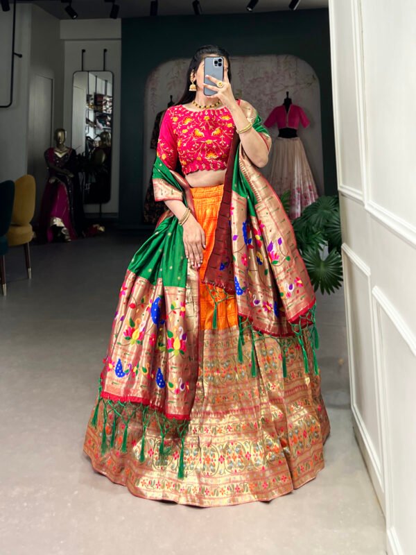 Paithani Lehenga Choli with Zari Weaving