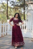 Faux Blooming Embroidered Designer Gown