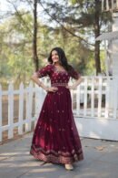 Faux Blooming Embroidered Designer Gown