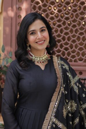 Zari Sequins Designer Gown with Dupatta