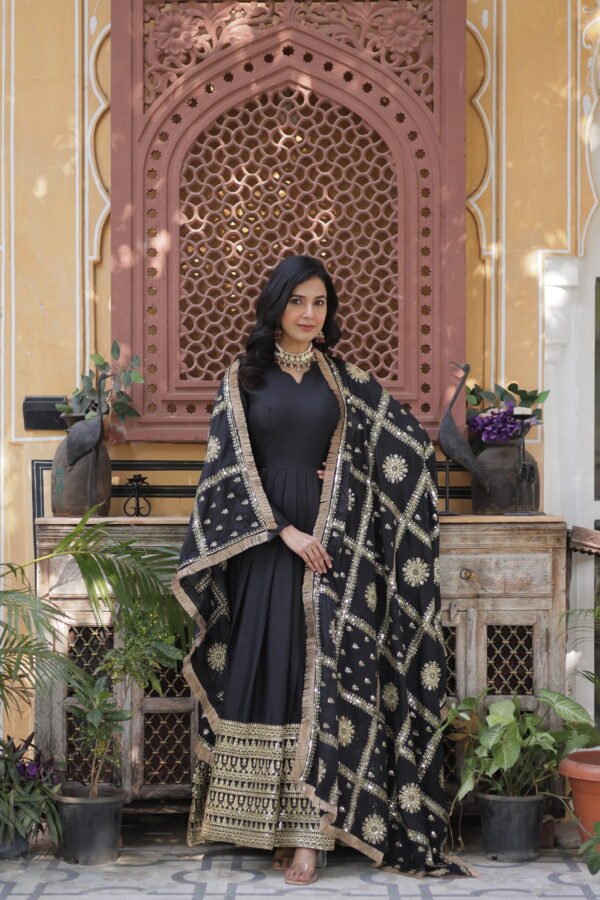 Zari Sequins Designer Gown with Dupatta