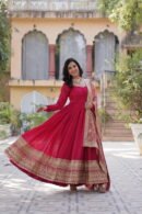 Shimmer Vichitra Sequins Gown with Fendi Dupatta