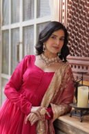 Shimmer Vichitra Sequins Gown with Fendi Dupatta